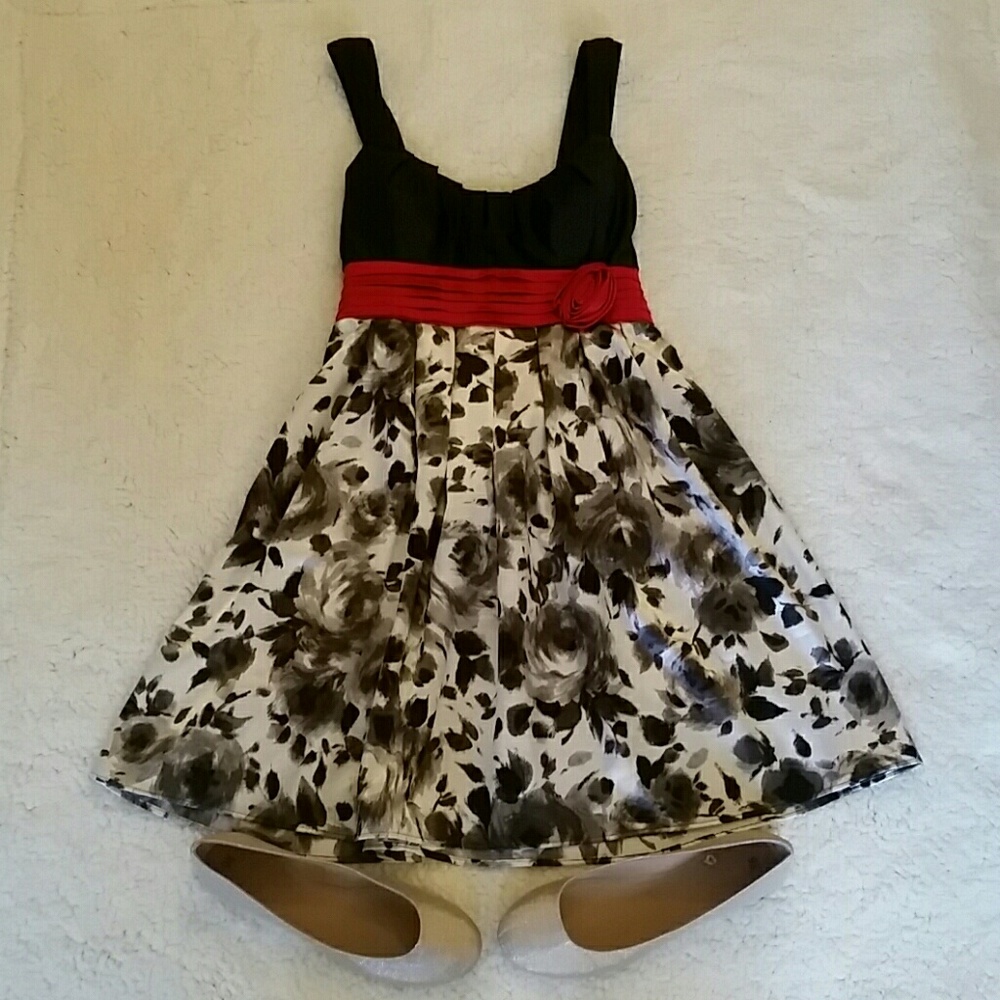 Red & Black Floral Dress